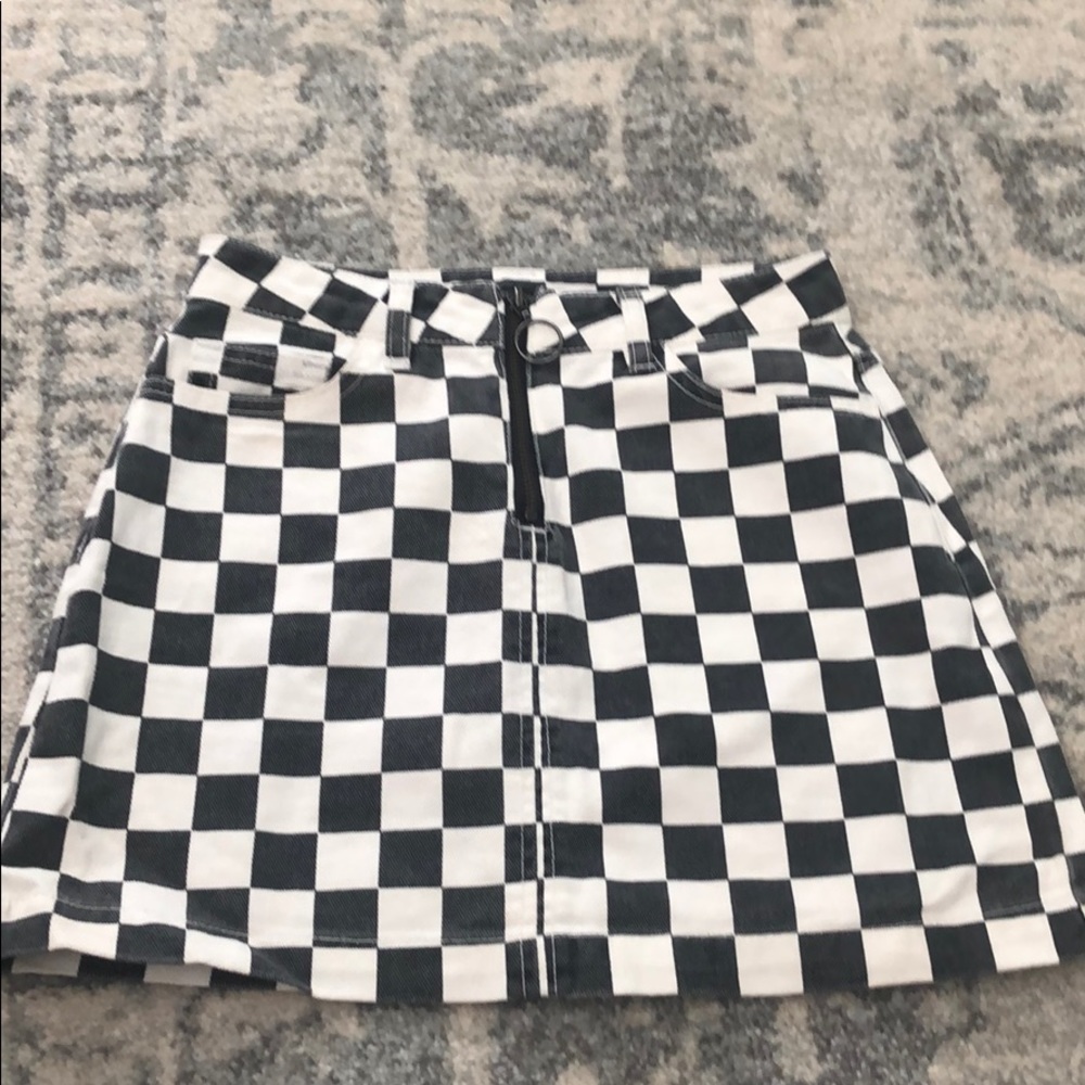 URBAN OUTFITTERS BDG CHECKERS black white racer SKIRT XS